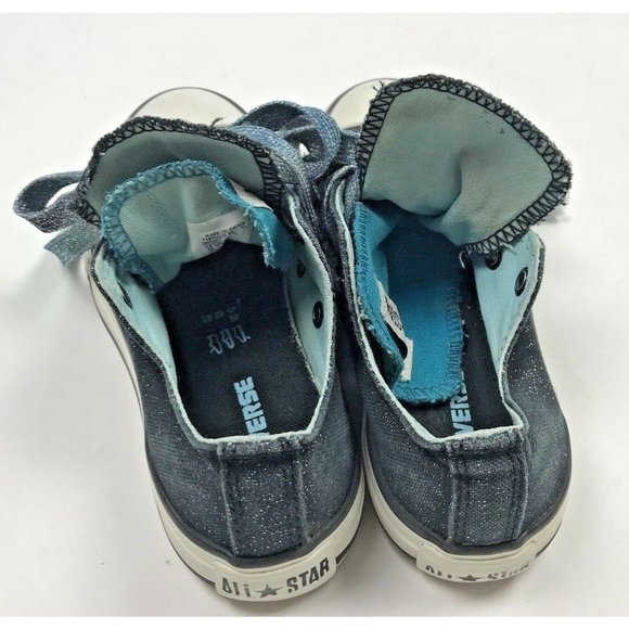 Converse All Star Chuck Taylor Low Top Sneakers Shoes Girls 13 Blue Glitter - Picture 3 of 12